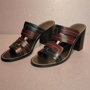 Trade Mark Interlock Vachetta heeled Sandals womens size 9.5B Brown & Black